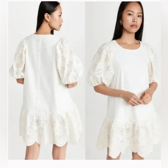 Moon River Dress Womens
Medium Ivory Embroidered Eyelet Puff Sleeves Feminine - Picture 1 of 14